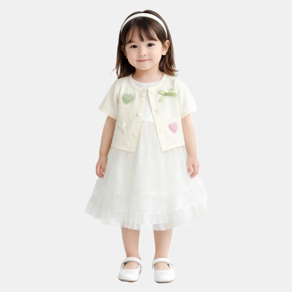 13 Ribbed Cardigan Tulle Tutu Dress Set - Imported - 1 TO 6Y pair how it looks