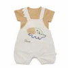 2-Piece Dinosaur Dungaree Set – Cotton T-Shirt & Overalls full pair