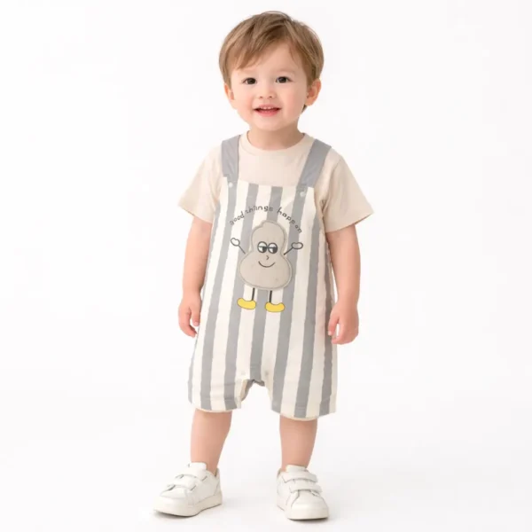 2 Piece Dungaree Set & Half Sleeve T-Shirt – 6M TO 24 M how it looks