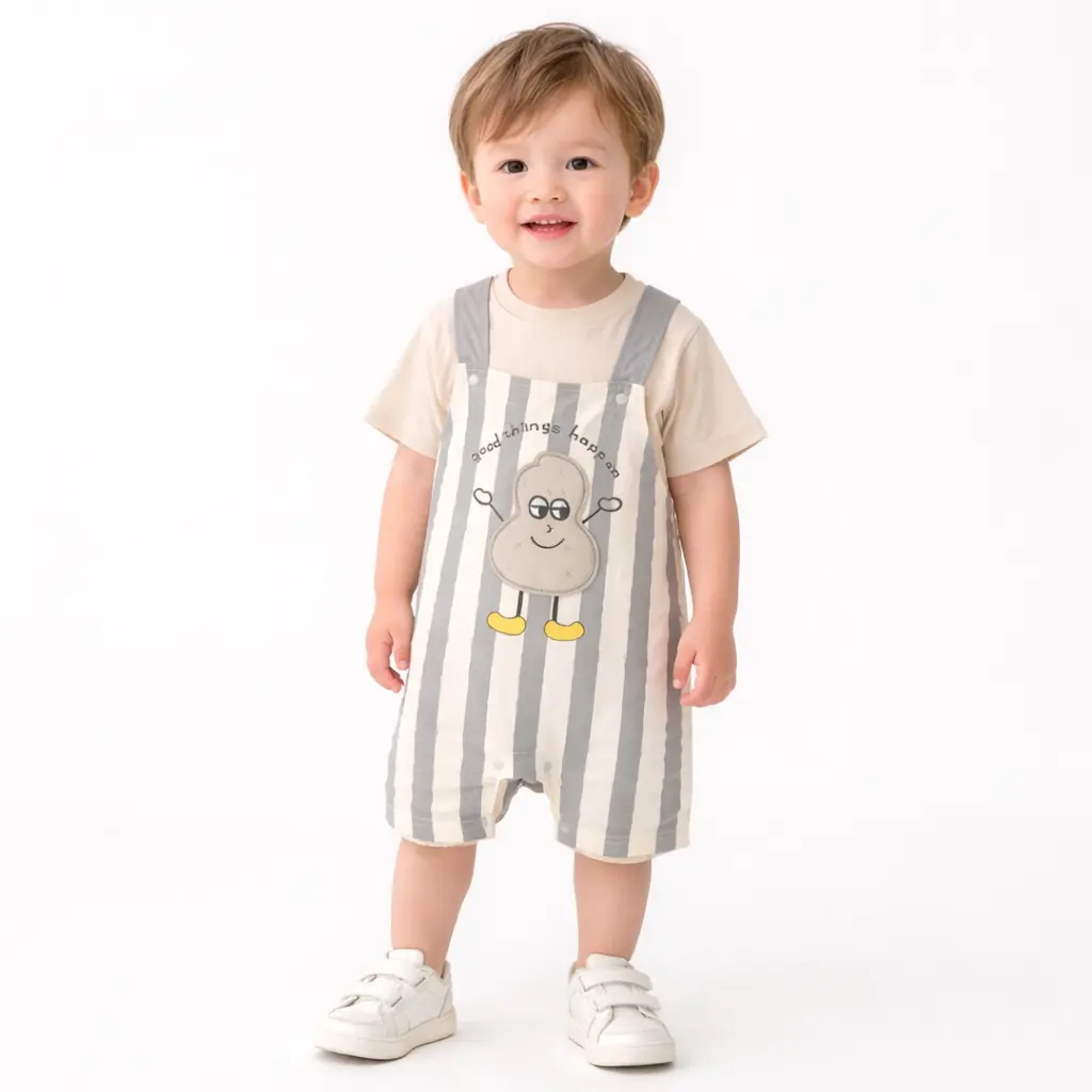 2 Piece Dungaree Set & Half Sleeve T-Shirt – 6M TO 24 M how it looks