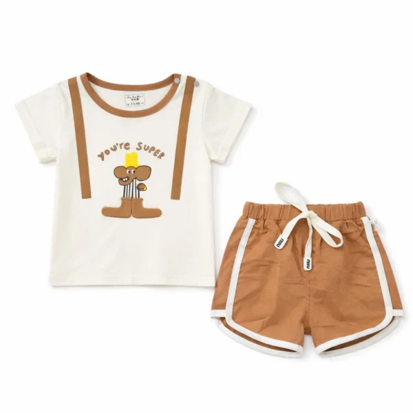 2Pc You're Super Elephant Tee & Drawstring Shorts - 6M TO 24M how it looks pair