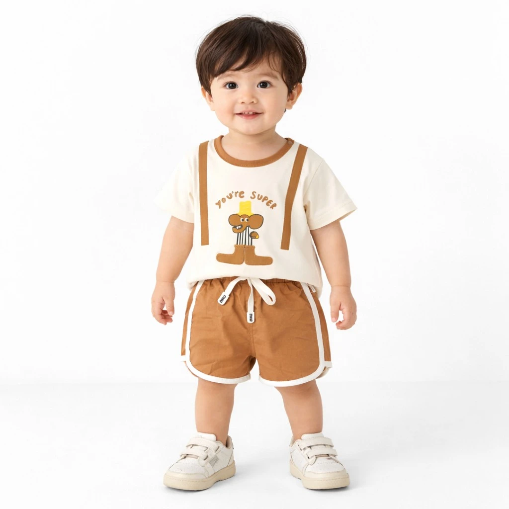 2Pc You're Super Elephant Tee & Drawstring Shorts - 6M TO 24M how it looks