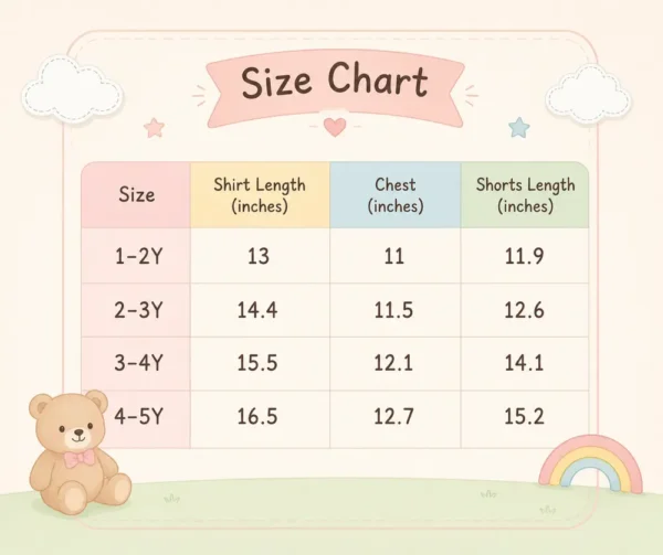 2Piece Dino & Capybara Print T-Shirt & Shorts Set (Imported) - 1 to 5Y SIZE CHART SIZE GUIDE