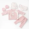 5-Piece Floral Bunny Waffle Knit Set – Cute Infants Outfit complete set
