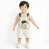 Baby Boy T-Shirt & Bear Dungaree Romper Set – Imported how it looks front