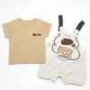 Baby Boy T-Shirt & Bear Dungaree Romper Set – Imported how it looks front pair