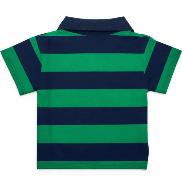 Baby Boy's Green Blue Cotton T-Shirt - Bear Patch – Imported back