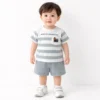 Baby Boys Striped T-Shirt & Grey Shorts Set – Imported how it looks