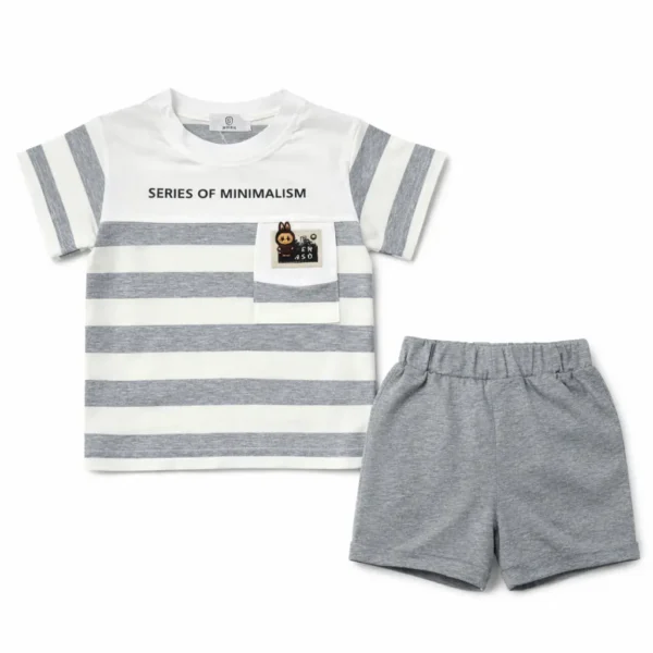 Baby Boys Striped T-Shirt & Grey Shorts Set – Imported how it looks pair