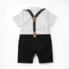 Baby Gentleman Romper Suit - Suspenders and Bow Tie front image backside