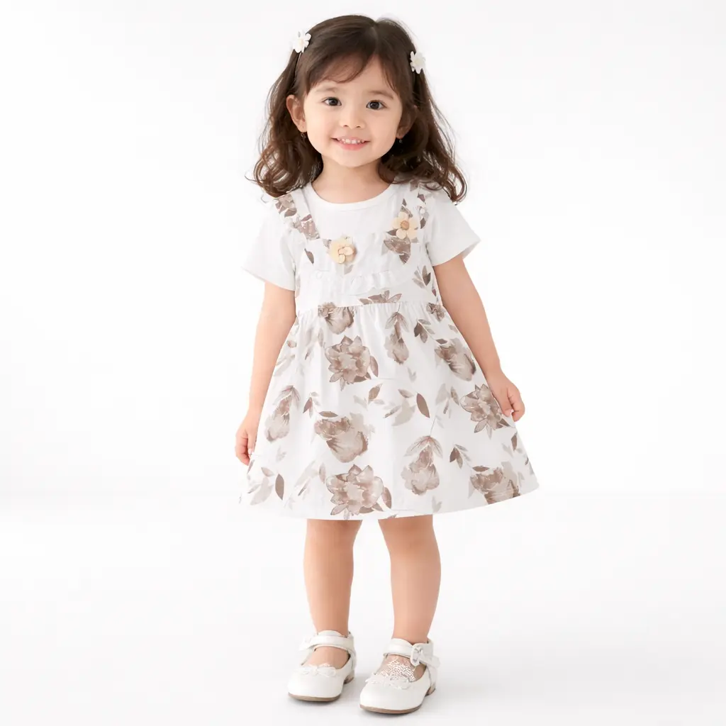 Baby Girl Floral Round Neck Summer Frock - Imported - 1 TO 5Y how it looks