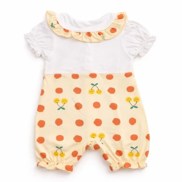 Baby Girl Fruit Print Romper with Peter Pan Collar – 6M TO 3Y romper back
