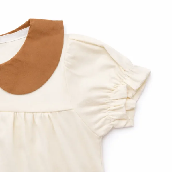 Baby Girl Peter Pan Collar Romper with Bow Pockets - 0 TO 24M closeup