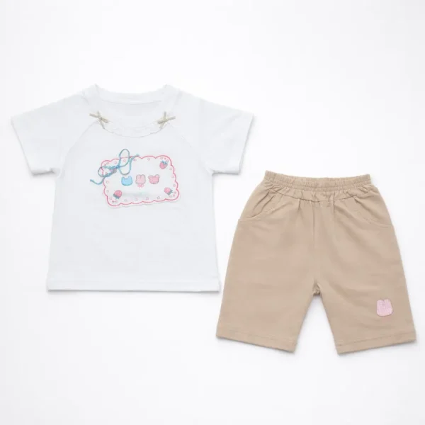 Baby Girl's Cotton T-Shirt & Shorts Outfit Set - Imported pair