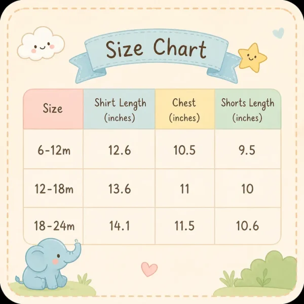 Baby Girls Shirt & Shorts Summer Outfit Set - Imported - 6M TO 24M size chart size guide