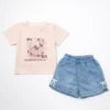 Baby Girls T-Shirt & Denim Shorts Outfit Set - Imported pair