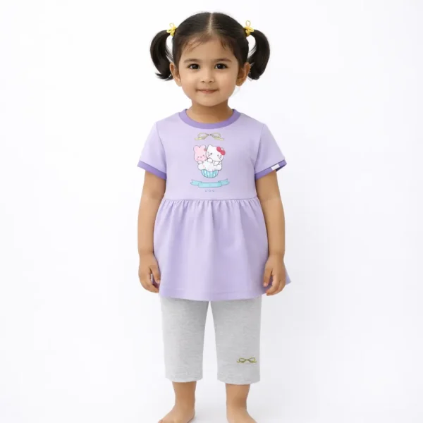 Baby Girls Tunic Top & Leggings Cotton Outfit Set - Imported how it looks