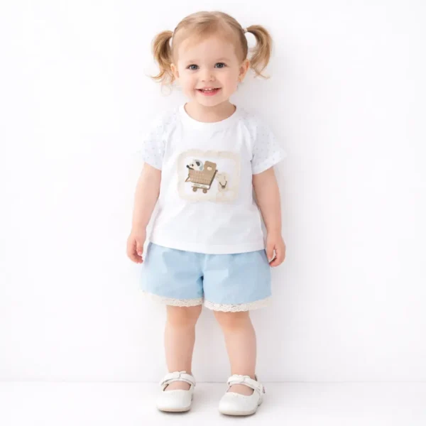 Blue Cotton T-Shirt & Shorts Outfit Set - Imported how it looks