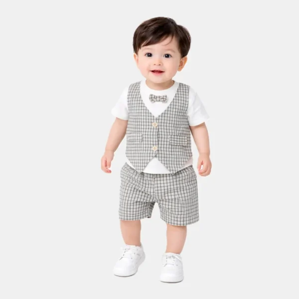 Boys Checkered 2-Piece Outfit Set – Pockets Inside Nickers how it looks
