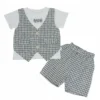 Boys Checkered 3-Piece Outfit Set – Imported Summer Outfit front