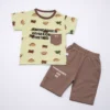 Boys Dinosaur Print Half Sleeve T-Shirt & Shorts - Imported how it looks main photo full pair