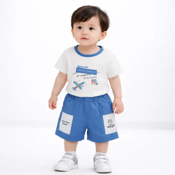 Boys Space Travel T-Shirt & Shorts Set (Imported) - 6M to 24M pair how it looks