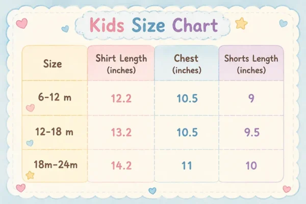 Boys Space Travel T-Shirt & Shorts Set (Imported) - 6M to 24M size chart size guide