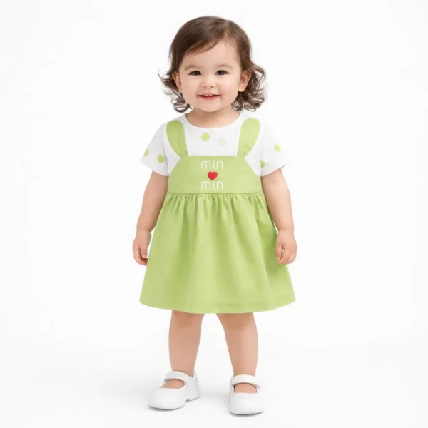 Bunny Ear Tutu Dress & Polka Dot Shirt Set - 1 TO 5Y GREEN HOW IT LOOKS