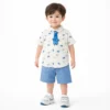 Crocodile Print Shirt & Shorts with Novelty Tie - 1 TO 5Y how it looks