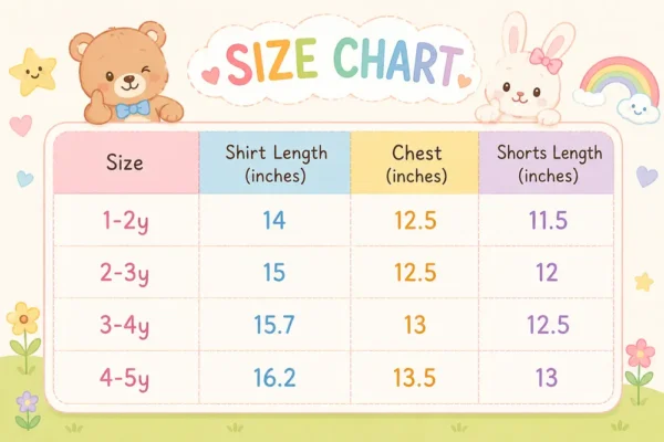 Crocodile Print Shirt & Shorts with Novelty Tie – 1 TO 5Y SIZE CHART SIZE GUIDE