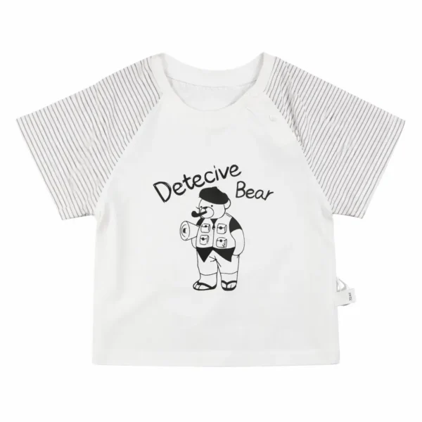 Detective Bear Boys 2Pc Cotton Summer Shorts - 6 TO 24M how it looks shirt