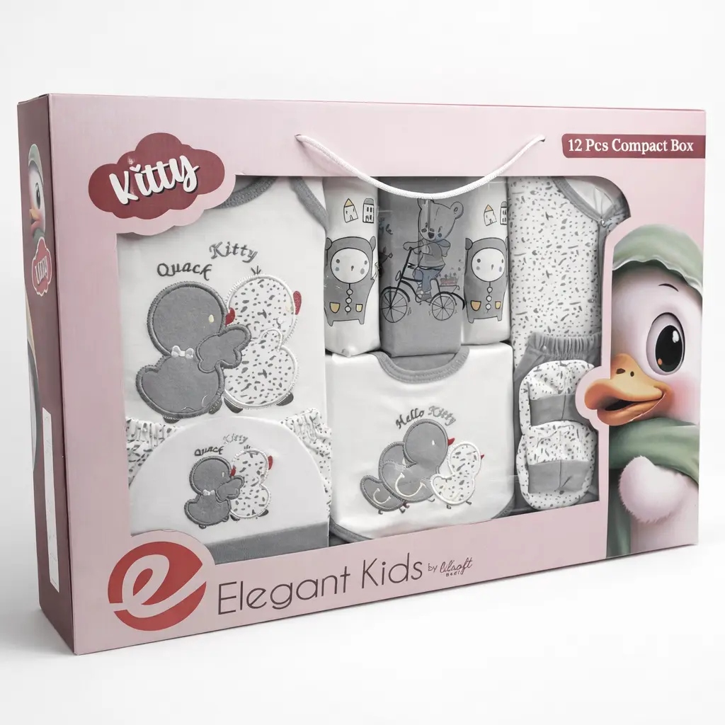 Elegant's Newborn Gift Box - Cute 12 Piece Clothing Gift Box front side