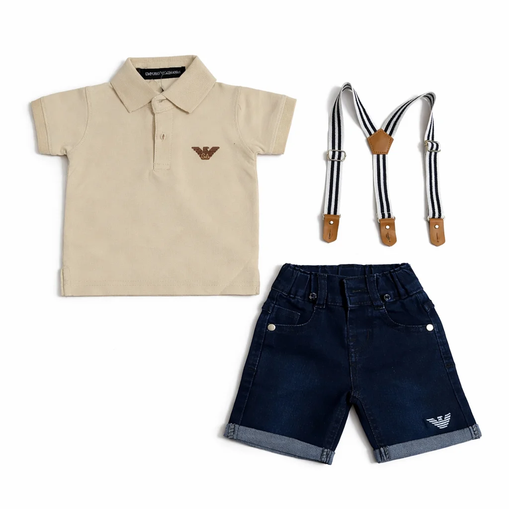 Emporio Armani Inspired Toddler Boy Outfit - 0 TO 24M light brown pair