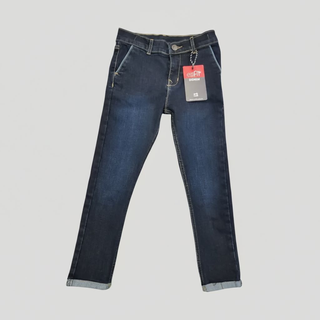 EziFit's Denim Cross Pockets Pants - Dark Blue Export Quality