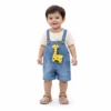 Giraffe T-Shirt & Denim Dungaree Shorts Outfit main photo how it looks