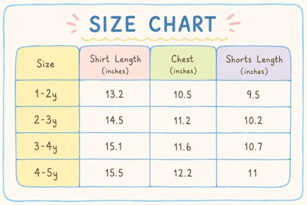 Girls White T-Shirt & Denim Shorts Outfit Set (Imported) - 1 to 5Y size chart size guide