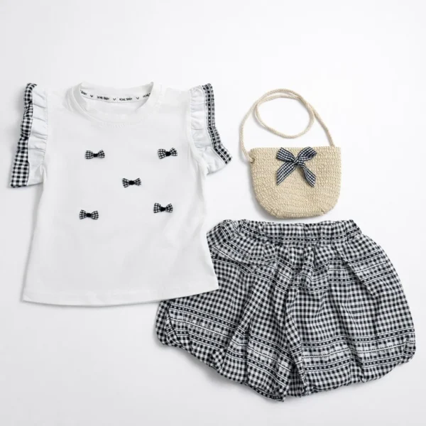 Girls black Gingham Shorts for Summer - 6M TO 5Y