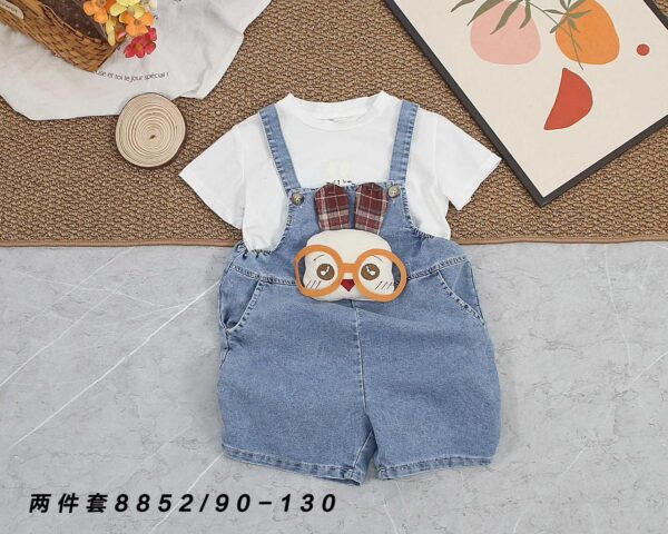 Imported 2-Piece Denim Dungaree Set – Cartoon Patch 1 TO 6Y