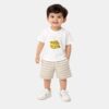 Imported Cartoon T-Shirt & Striped Shorts Summer Outfit grey variation
