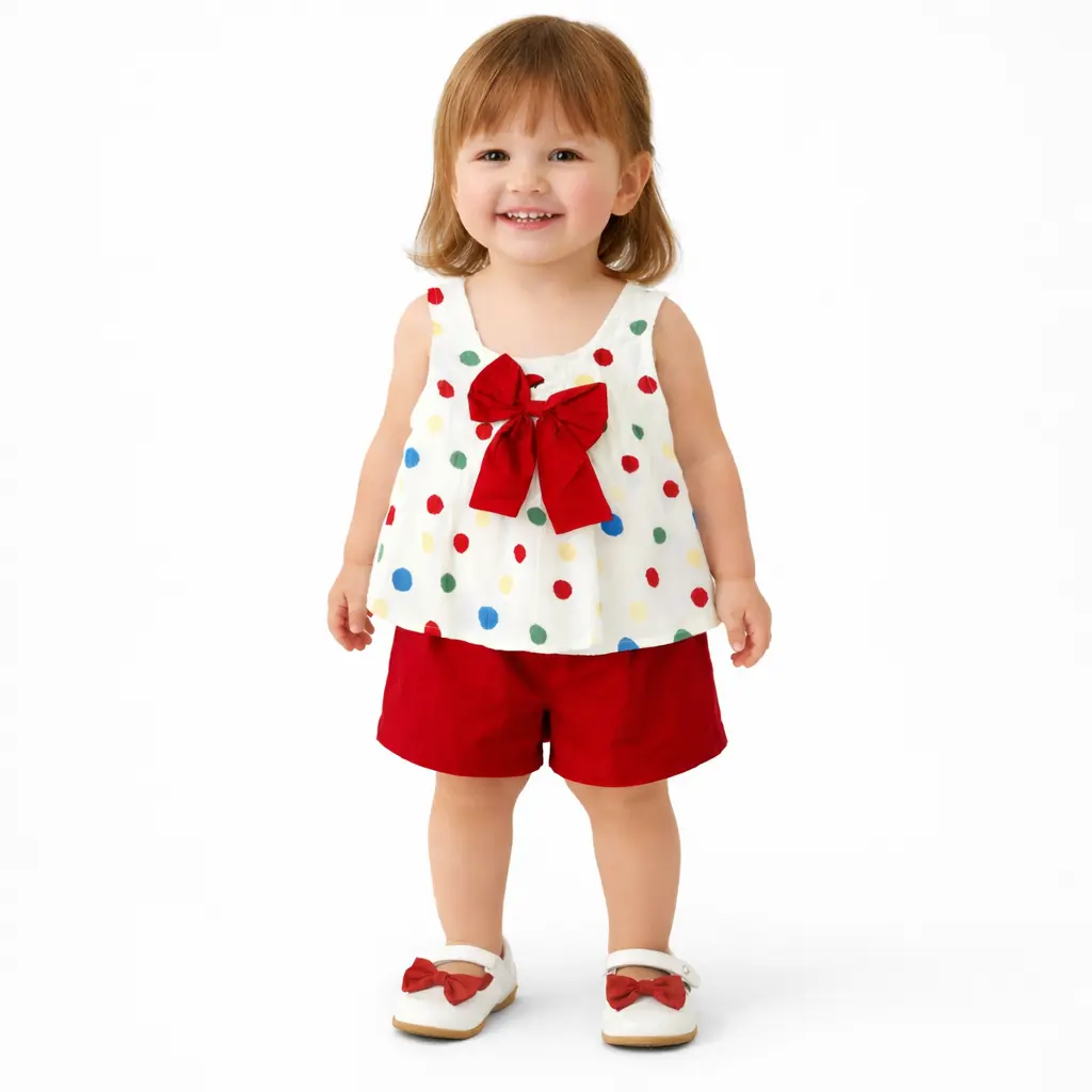 Imported Polka Dot 2-Piece Summer Set - 1 TO 6Y