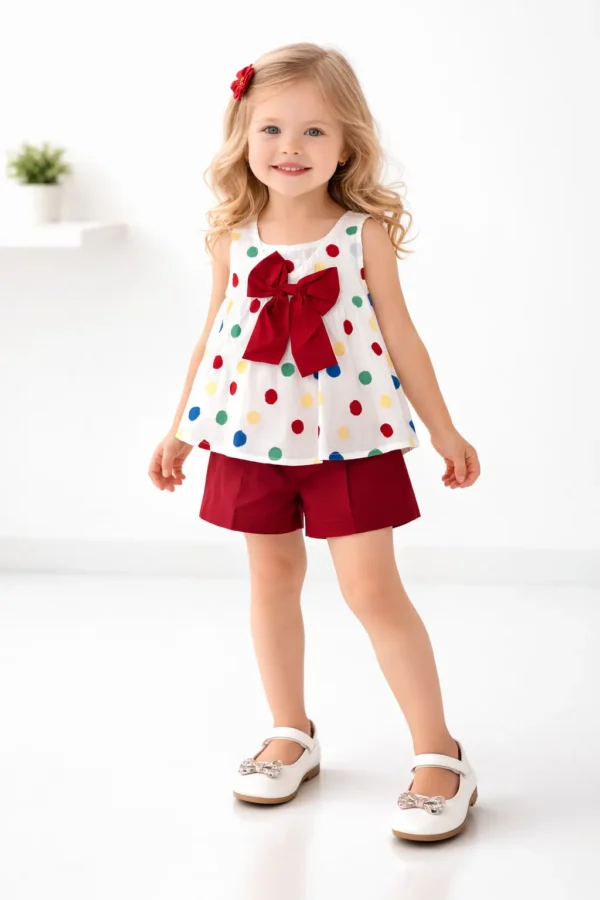 Imported Polka Dot 2-Piece Summer Set - 1 TO 6Y pair how it looks