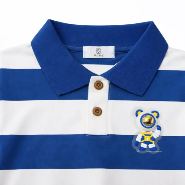 Imported Polo Shirt – Cute Bear Character Patch front closeup
