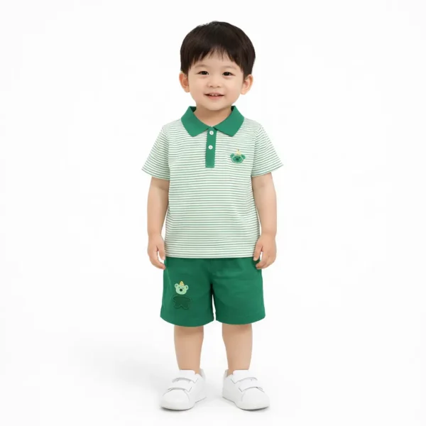 Imported Short Sleeve Polo Top & Elastic Shorts - 1 to 5Y how it looks