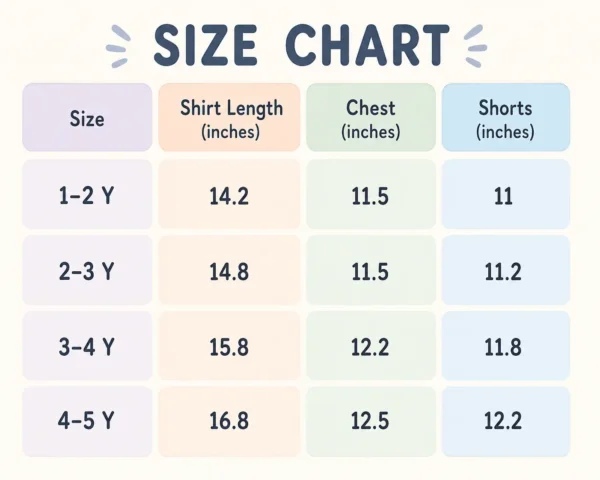 Imported Short Sleeve Polo Top & Elastic Shorts - 1 to 5Y size chart size guide