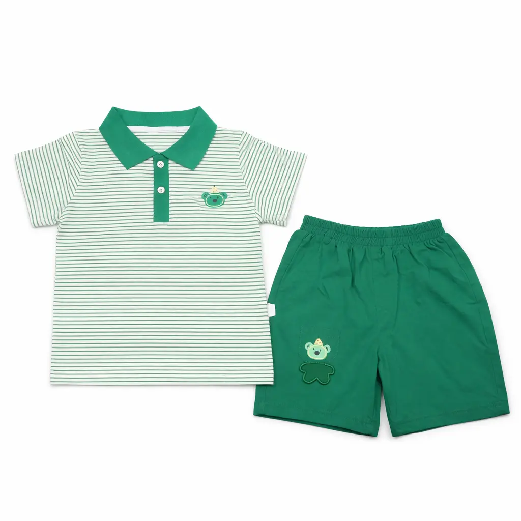 Imported Short Sleeve Polo Top & Elastic Shorts - 1 to 5Y
