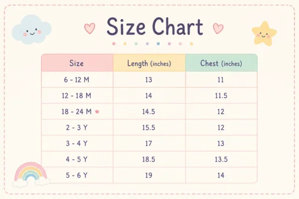 Imported Soft Cotton T-Shirt Round Neck Summer Yellow - 6M TO 6Y size chart size guide