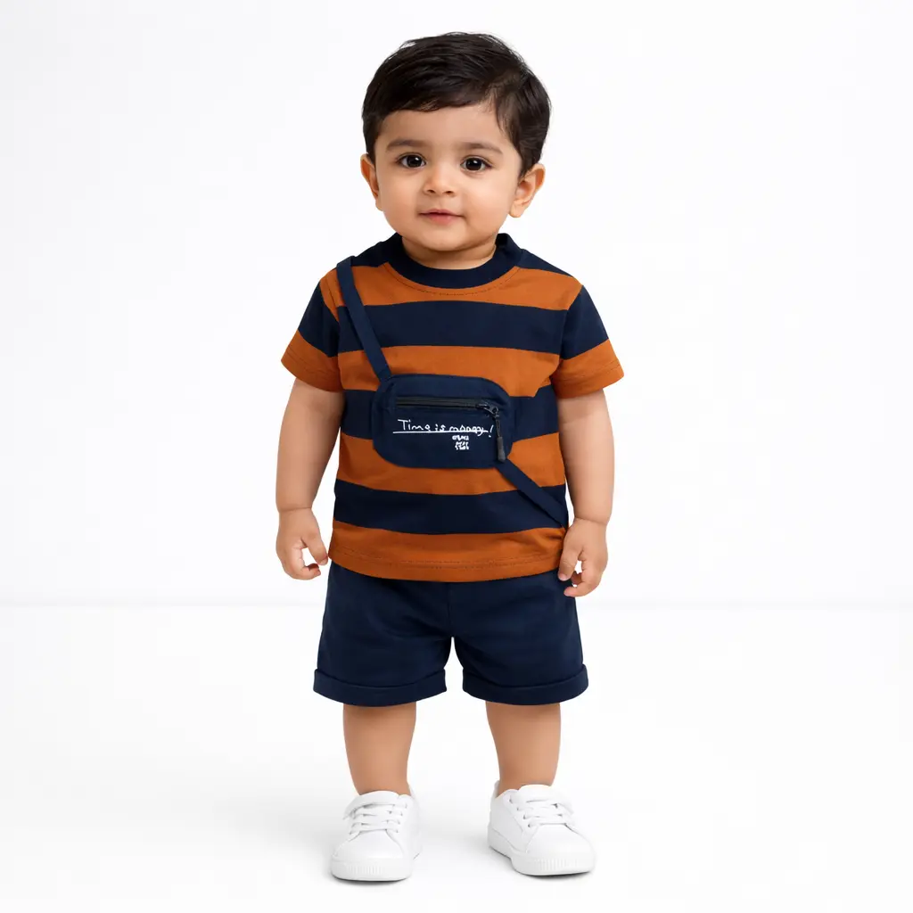 Imported T-Shirt and Shorts Set – Comes with Crossbody Pouch how it looks cute