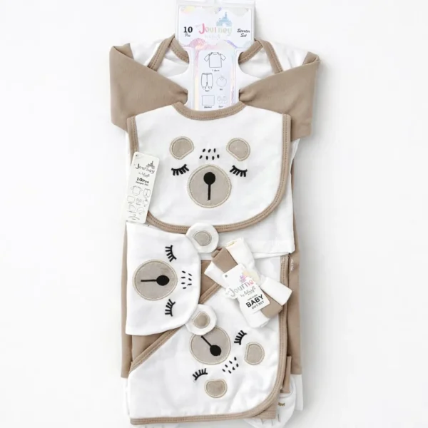 Journey Baby 10-Piece Essential Cotton Full Suit Gift Set brown