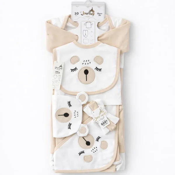 Journey Baby 10-Piece Essential Cotton Full Suit Gift Set light brown