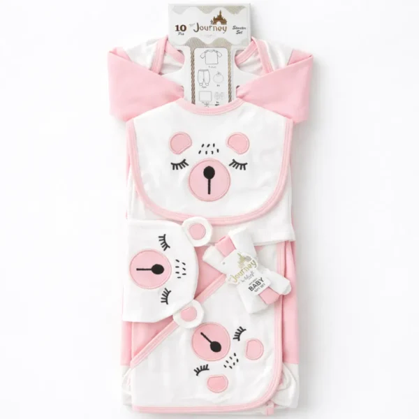 Journey Baby 10-Piece Essential Cotton Full Suit Gift Set pink variation